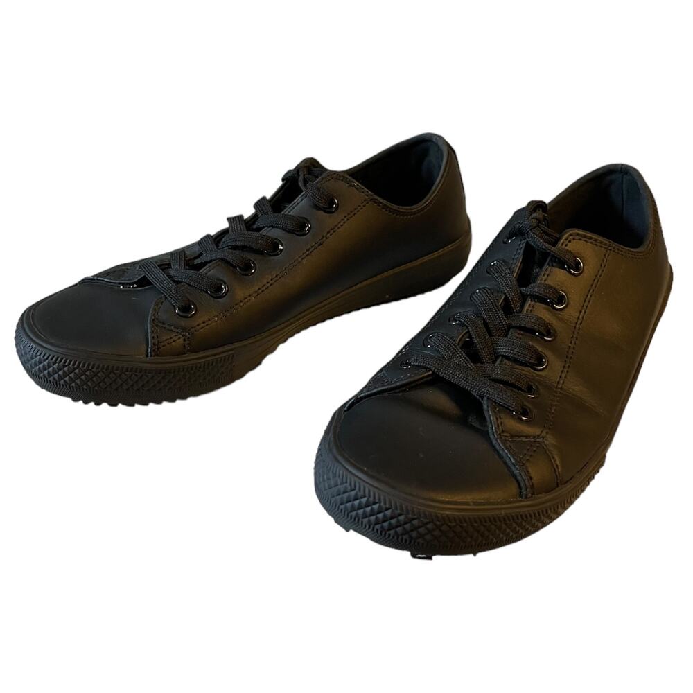 Skechers Work Black Leather Non Slip Relaxed Fit Shoes Size 9.5